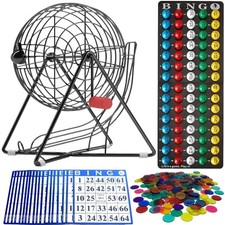 Bingo Game Set Professional Cage Balls Chips Cards Portable Adult Fun