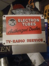 Vintage Rca Electron Tubes Tv-radio Service Parts Dealer Porcelain Metal Sign