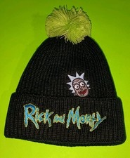 Rick And Morty Beanie Snow Hat Embroidered Thick Warm Cuffed Pom Adult Swim New