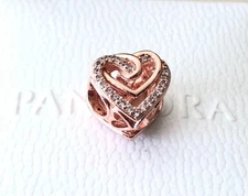 Pandora Rose Gold, Sparkling Entwined Hearts 789270C01 +Gift Box +Tag