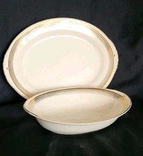 Oval Platter & Serving Dish Homer Laughlin Eggshell Nautilus Wht Gold Trim 1944