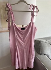 ASOS Curve Pink Linen Boho Babydoll Oversized Flare Swing Mini Dress Size 16
