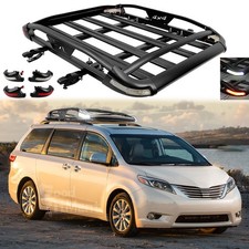 For 2011-2020 Toyota Sienna Car Roof Rack Carrier Basket Crossbars Led Light
