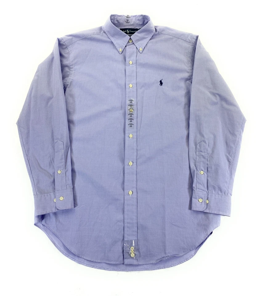 NUEVO CON ETIQUETAS Ralph Lauren Polo Para Hombre Calce Clásico Azul Púrpura Cuadros Camisa de Vestir 16 32/33 Foto 2 de 4