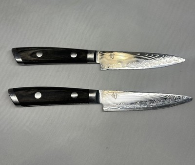 Lot Of 2 Shun Kaji KDM 0016 Paring Knife 4 1/2  Needs Sharpening See Pictures