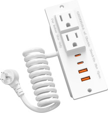 30W Drawer Outlet, Furniture Recessed Power Strip with 4 USB Ports  2 AC Outlet