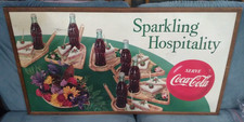 Rare Original Sparkling Hospitality Coca Cola cardboard sign with frame