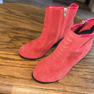 Kelsi Dagger Brooklyn Ankle Boots Size  6 Women s Pre-Owned Red Suede