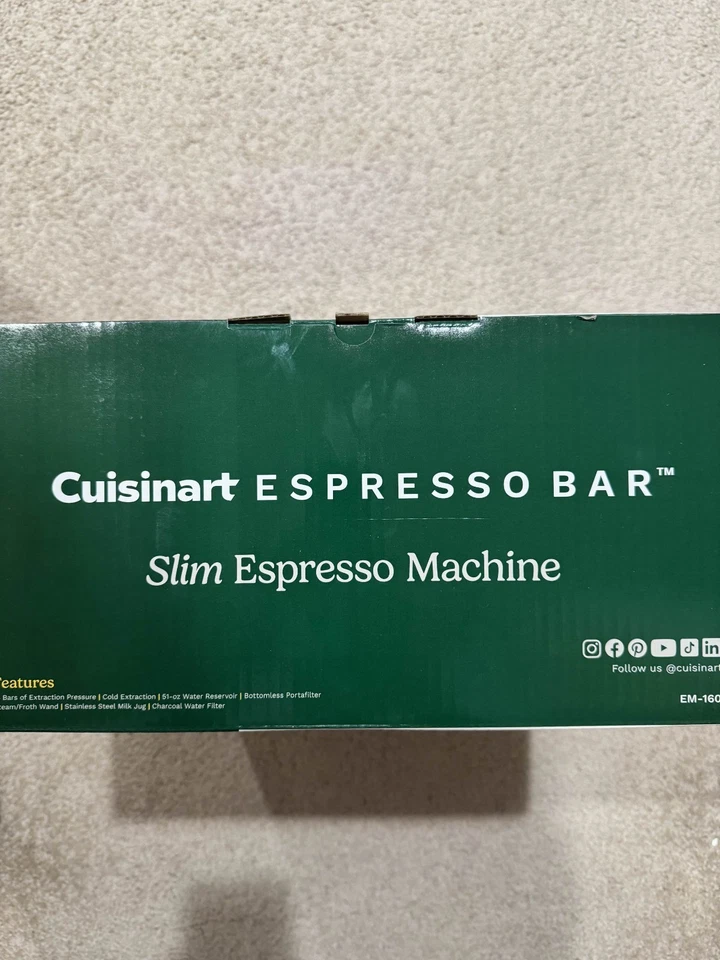 Máquina de café espresso delgada Cuisinart Espresso Bar Collection EM160 nueva caja sin abrir Foto 2 de 3