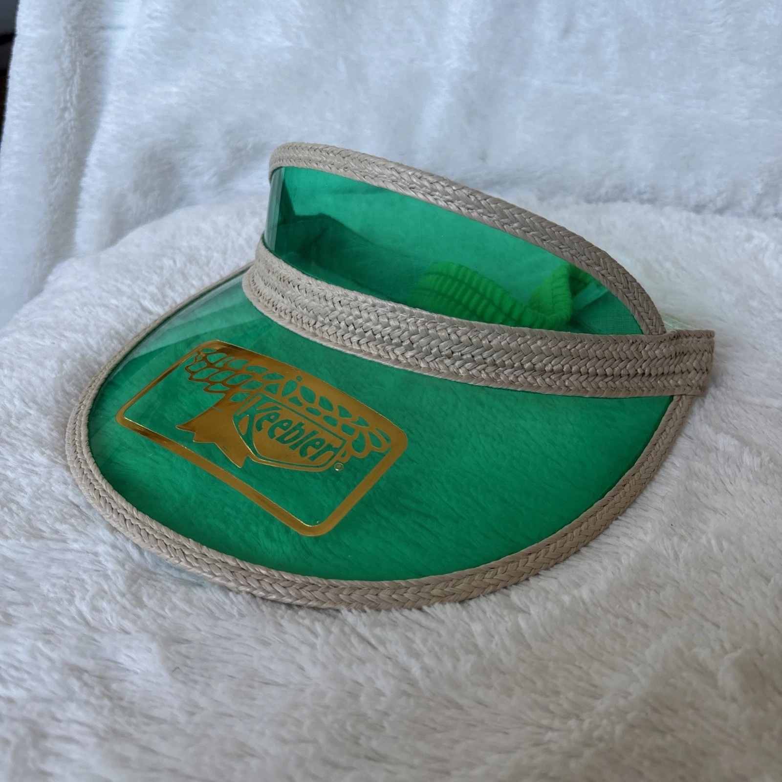 RARE Vintage 70s-80s Keebler See-Thru Green Sun Visor See Description