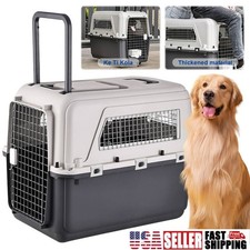 33" Pet Travel Carrier Hard Sided Dog Cat Transporter Cage Plastic Animal Crate