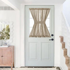 Sheer Back Door Curtain - Linen Textured Sidelight French Door Panel with Bonus