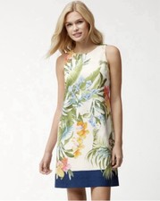  135 TOMMY BAHAMA WOMENS MADEIRA BLOOMS FLORAL ALOHA SILK DRESS WHITE M MEDIUM