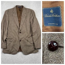 Brooks Brothers Blazer Jacket Sport Coat Wool Leather Button Mens 42R