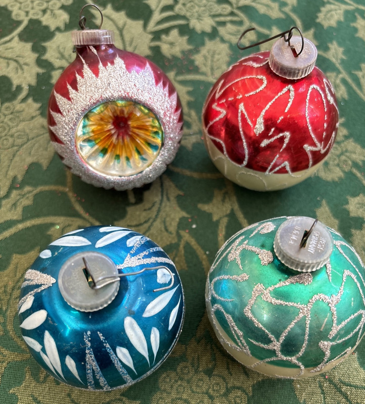 Vintage West Germany Christmas Ornaments ~ Lot of 4 ~ Mica & Indent ~Stunning!
