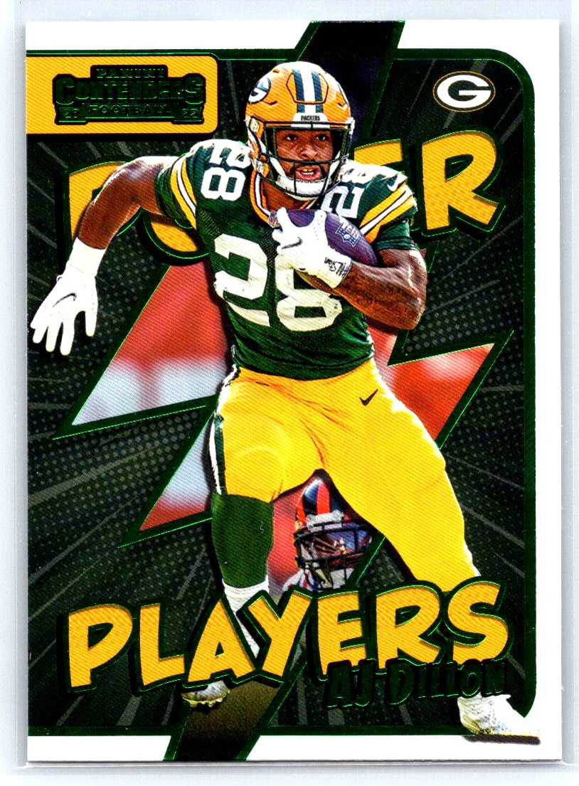 AJ Dillon 2022 Panini Contenders Power Players Emerald #PWR-AJD