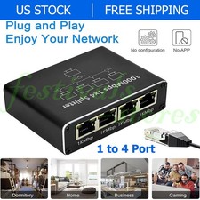 Gigabit Ethernet Splitter RJ45 LAN Network Adapter 1 to 4 Port 1000Mbps for PC