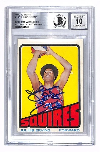 1972 Topps Julius Erving signed #195 RC Rookie BGS Authentic Auto 10 PRISTINE