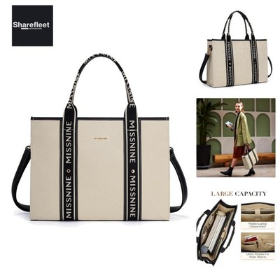 Missnine Tragetasche Canvas-Laptoptasche 15,6 Zoll Handtasche Damen Aktentasc...