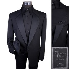 VTG Christian Dior Monsieur 42R Black Tuxedo Jacket Blazer One Button