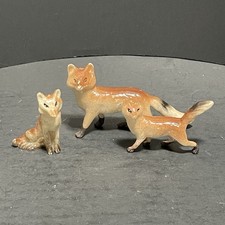 Celluloid Plastic Fox Mother 2 Babies Hong Kong Vintage