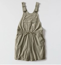 NWT Carhartt Force Ripstop SHORTALL Overall Bib Shorts Dusty Olive - Sz L 12-14