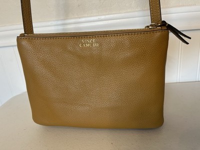 Vince Camuto Amira Crossbody Bag Leather Creamy Caramel Gold Hardware