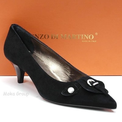 Ladies Enzo di Martino Pointed Buckle Pumps 37.5 / 7 Black Heel Shoes New in Box