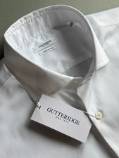NWT Gutteridge White Cotton Spread Collar Dress Shirt Size 44 bs77