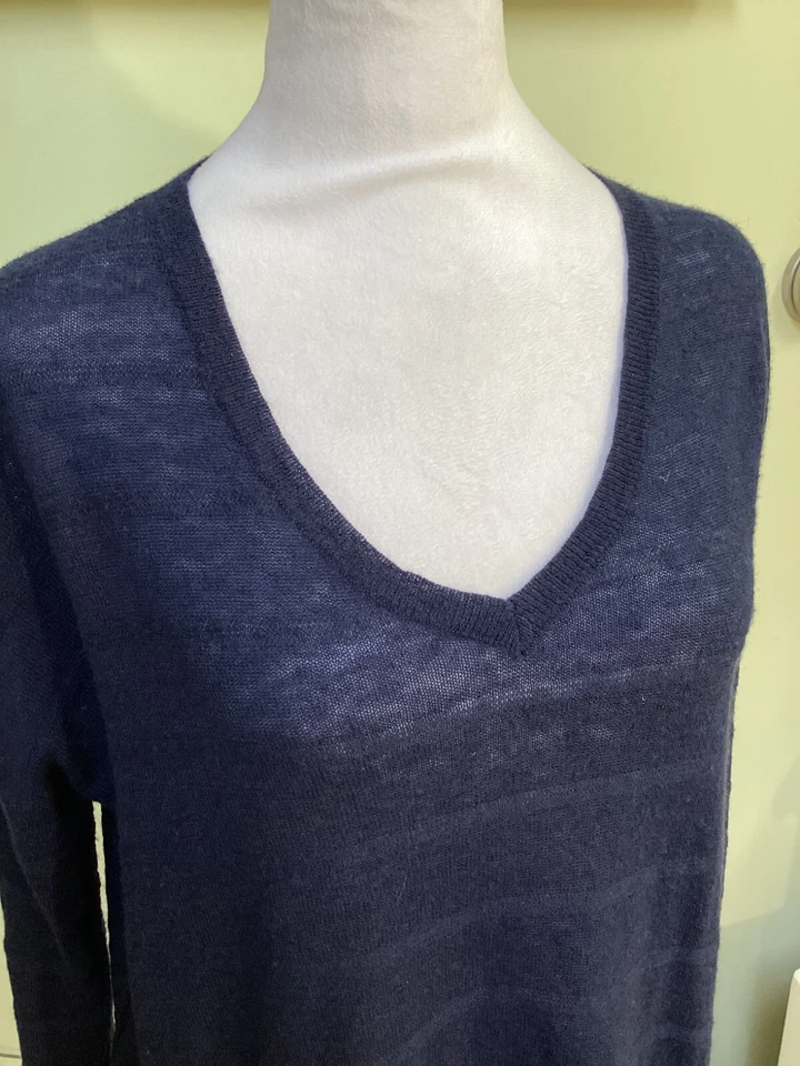 360 Свитер женщин Sz M кашемир легкий синий v-образным вырезом 3/4 рукав свитер - Изображение 2 из 4
