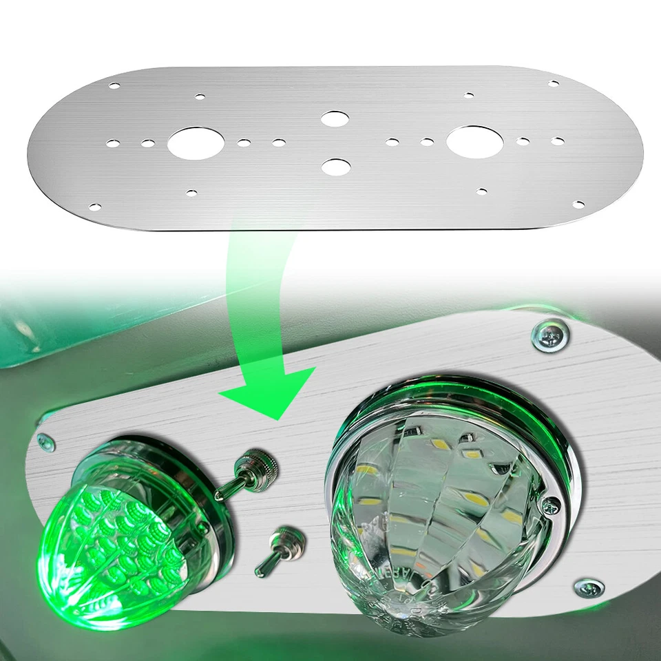 For Peterbilt 359/379/389 Interior Above Door Dome Light Dual Watermelon Plate - Image 3 of 4