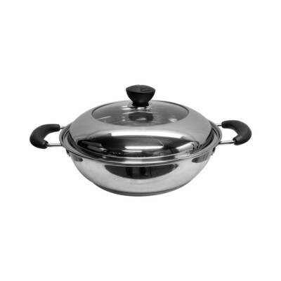 10'' HOT POT Chafing Dish Pot Cookware Mirror Finish See Through Lid Pots & Pan