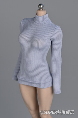 1/6 Female Turtleneck Thick Striped Base Shirt Stretch Tight For 12'' Doll Body