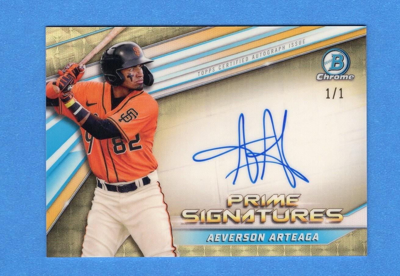 2022 Bowman Prime Chrome Signatures Auto Averson Arteaga SuperFractor 1 of 1