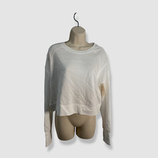  70 Sweaty Betty Women's White After Class Crop Sweatshirt Size S