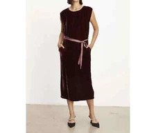 VELVET By Graham & Spencer Kandace Velvet Midi Dress Wineberry S $319 F3