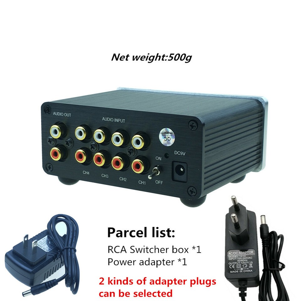 Audio Signal Switcher 4 Input 1 Out hifi stereo RCA Switch Splitter ...