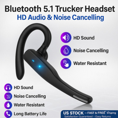 New Trucker Wireless Mic Blue Parrot Bluetooth Noise Cancelling Headset Earpiece