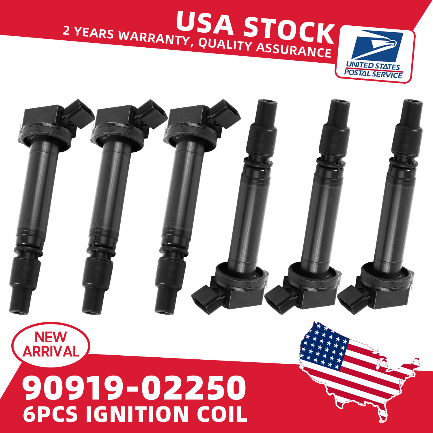 6-Pack Lexus RAV4 Camry Ignition Coil 90919-02250 673-1309
