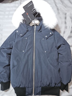 Moose Knuckles Navy & White Fur Original Bomber Jacket Small UVP 550£ Kids