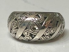 Cut Out Design High Polished and Oxidized Ring, size 8, Sterling Silver 925