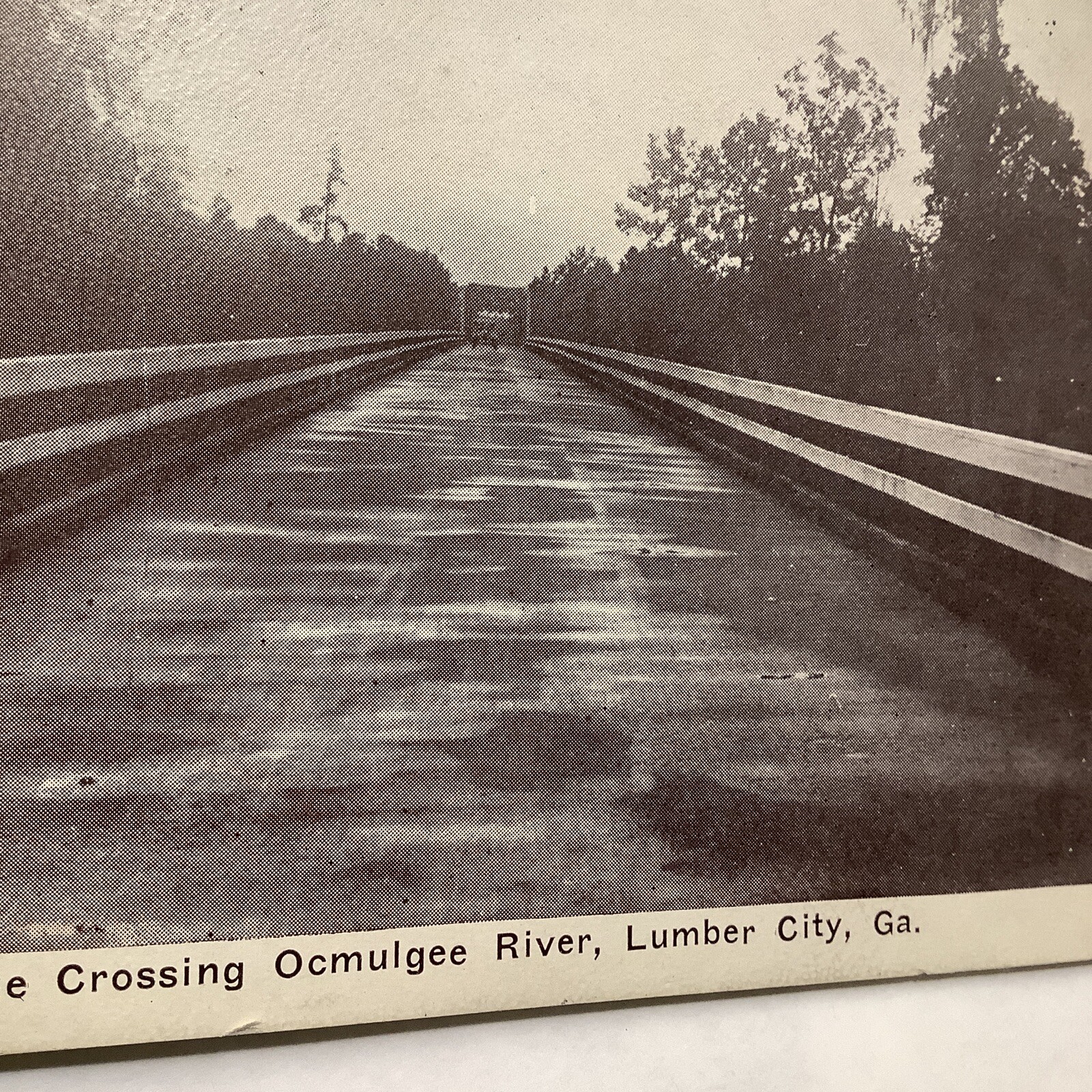 RARE vintage free bridge crossing Ocmulgee river lumber city GA