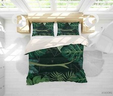3D Tropical Leaves Branch Green Quilt Cover Set Duvet Cover Bedding Pillowcases