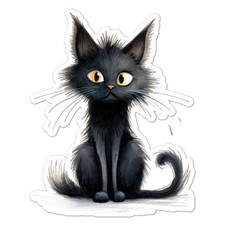 Black Cat Kitten, Vinyl Decal Sticker, Indoor Outdoor, 3 Sizes, 11084