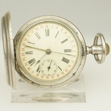 Rar CALENDAR Silver Pocket Watch Men's no fusee duplex chronometer repeater RAR