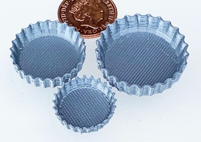 Puppenhaus 3 Kunststoff Flan Schalen Kuchenboden Formen Miniatur Maßstab 1:12 Tumdee