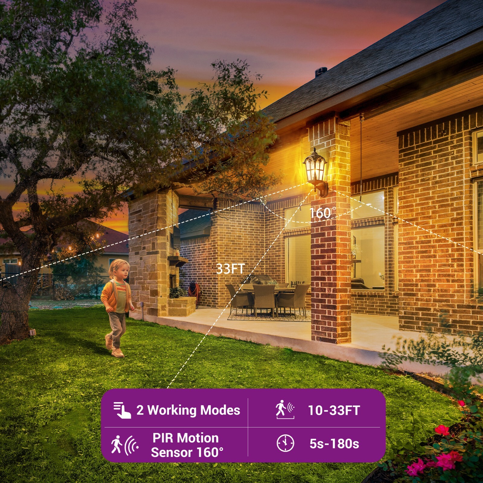 EDISHINE Outdoor Wall Light with Dusk to Dawn and Motion Sensor Waterproof