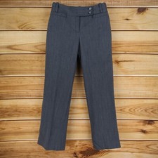 Ann Taylor Dress Pants Margo Fit Womens Sz 8 Gray Striped Wool Mid Rise Pockets