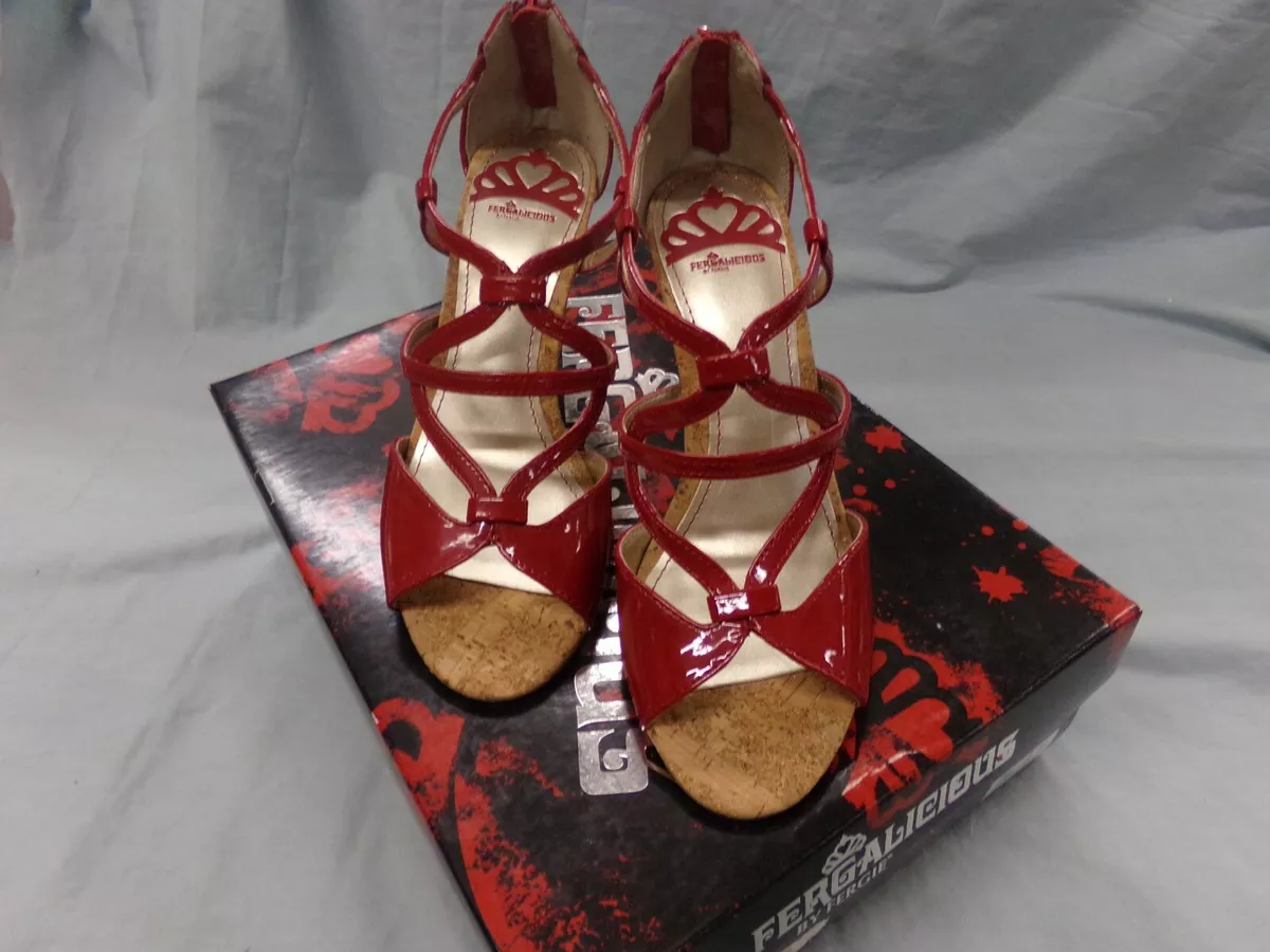 Fergalicious by Fergie Red Hess T Strappy High Heel Sandal Shoes Women s Size 7