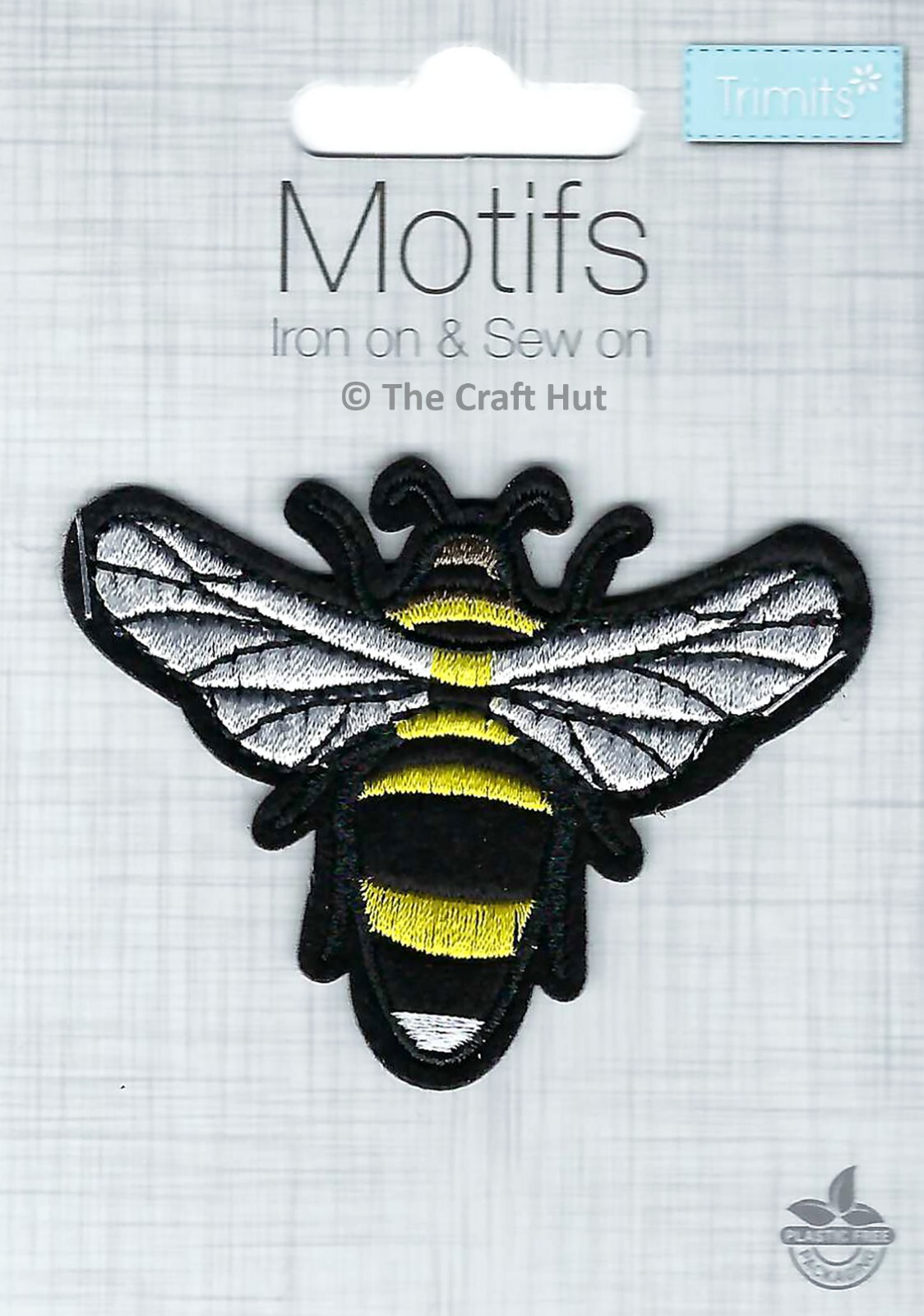 Iron On or Sew On Motif Trimits Patch Bumble Bee CFM1\005A 5.5cm x 7cm New